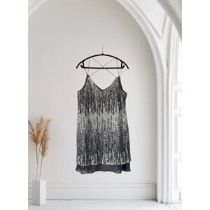 Medium Wishlist Gray Sequins Dress Flare